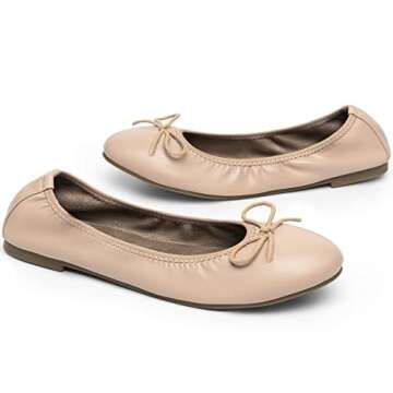 Trary Women's Flats Shoes, Ballet Flats Comfortable Foldable Dress Shoes, Slip On Casual Ballerina Flats