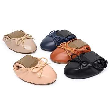 Trary Women's Flats Shoes, Ballet Flats Comfortable Foldable Dress Shoes, Slip On Casual Ballerina Flats