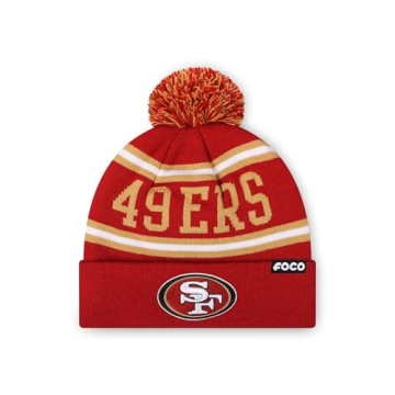 Stylish FOCO San Francisco 49ers Logo Pom Beanie Hat