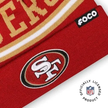 Stylish FOCO San Francisco 49ers Logo Pom Beanie Hat
