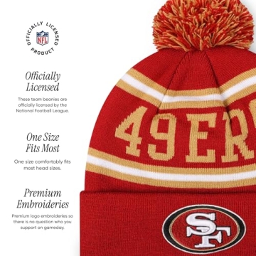 Stylish FOCO San Francisco 49ers Logo Pom Beanie Hat