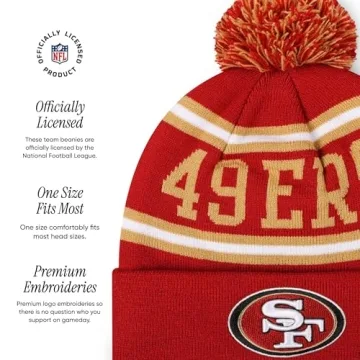 Stylish FOCO San Francisco 49ers Logo Pom Beanie Hat