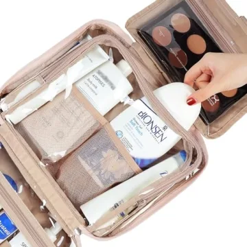 NISHEL Large Capacity Travel Toiletry Organizer in Pink