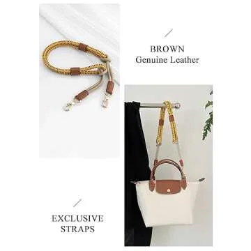 FKKWUOT Replacement Purse Straps,Handbag Strap Unadjustable with 2Pcs D Rings,Handmade DIY Shoulder Straps for Mini Longchamps Bags
