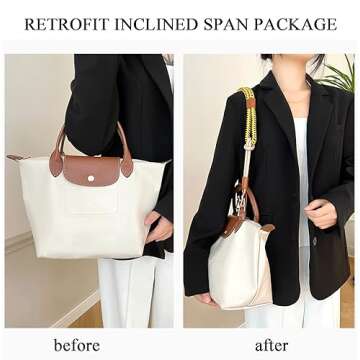 FKKWUOT Replacement Purse Straps,Handbag Strap Unadjustable with 2Pcs D Rings,Handmade DIY Shoulder Straps for Mini Longchamps Bags