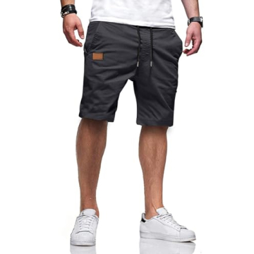 JMIERR Mens Casual Shorts - Cotton Drawstring Summer Beach Stretch Waist Twill Chino Dress Golf Shor...