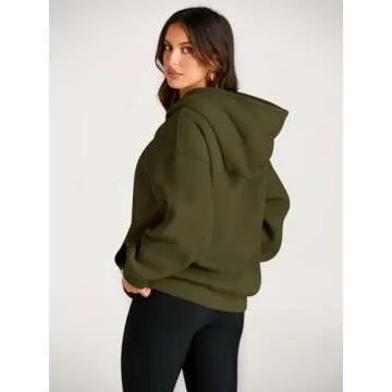 Trendy Queen Womens Oversized Hoodies Fleece Sweatshirts Long Sleeve Sweaters Pullover Fall Outfits Winter Clothes Army Green S