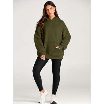 Trendy Queen Womens Oversized Hoodies Fleece Sweatshirts Long Sleeve Sweaters Pullover Fall Outfits Winter Clothes Army Green S