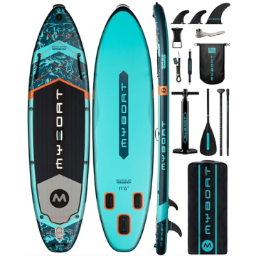 MYBOAT 11'6"×34"×6" Extra Wide Inflatable Paddle Board - Ultimate Stability for Fishing & Fun