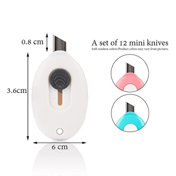 Mini Retractable Utility Knife Set - 12 Pieces in Random Colors