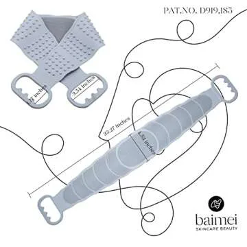 BAIMEI Silicone Back Scrubber for Shower, Exfoliating & Massage Body Washer with Handle for Men and Women - Grey