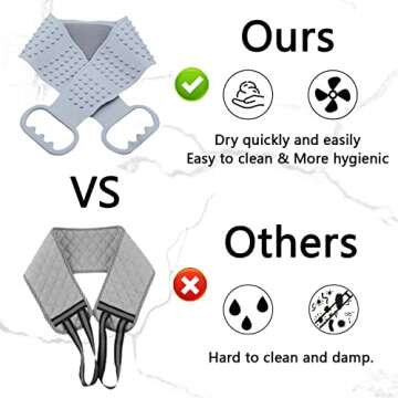 BAIMEI Silicone Back Scrubber for Shower, Exfoliating & Massage Body Washer with Handle for Men and Women - Grey