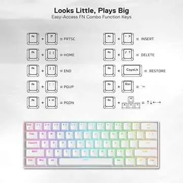 Redragon K530 Pro Draconic 60% Wireless RGB Mechanical Keyboard, BT/2.4Ghz/Wired 3-Mode 61 Keys Comp...