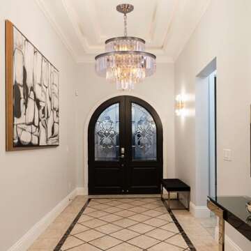 GMlixin Crystal Chandeliers Modern Pendant Lighting, 4-Tier D20 7-Light Metal Ceiling Light Fixture ...