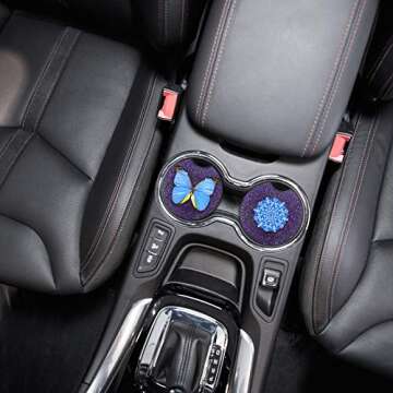 4 Pieces Car Coaster Mold DIY Round Coaster Silicone Mold Epoxy Resin Casting Mold DIY Molds Silicone Keyring Mold for Cup Mats, Home Decoration (Pink,6.5 cm, 7.5 cm Diameter)