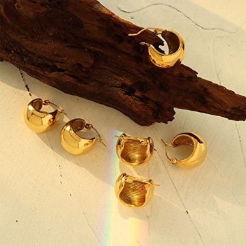 20MM Chunky Gold Hoop Earrings Fashionable Durable