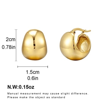20MM Chunky Gold Hoop Earrings Fashionable Durable