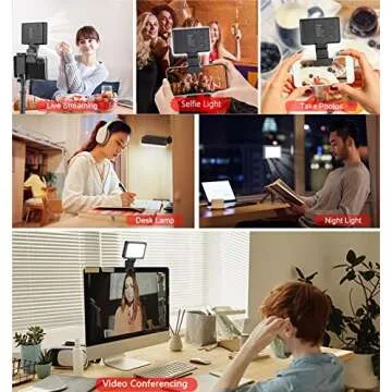 King Ma Portable Selfie Phone Light, 3 Modes LED Clip on Light Rechargeable Video Light for iPhone Pictures, TikTok Vlog, Computer Laptop Video Conferencing, (Black Selfie Light)
