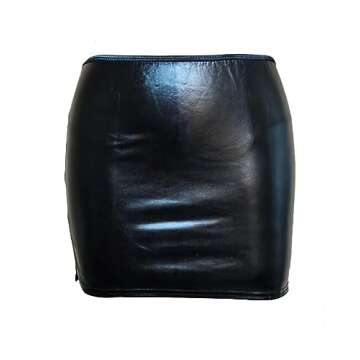 Gain Love Women's PVC Leather Wet Look Mini Skirt for Clubbing, Black, Small