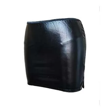 Gain Love PVC Leather Wet Look Mini Skirt in Black