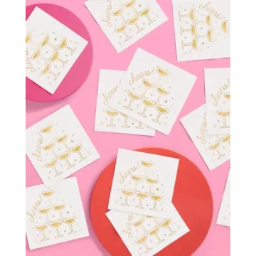 Cheers Napkins - 50 Pcs Gold Foil Party Decor