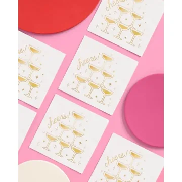 Cheers Napkins - 50 Pcs Gold Foil Party Decor