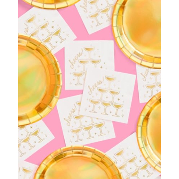 Cheers Napkins - 50 Pcs Gold Foil Party Decor