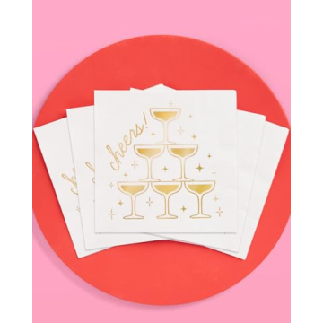 Cheers Napkins - 50 Pcs Gold Foil Party Decor