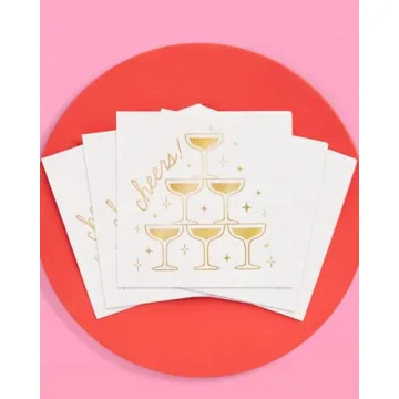 Cheers Napkins - 50 Pcs Gold Foil Party Decor
