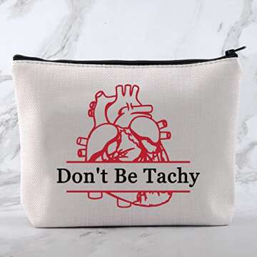 MNIGIU Nurse Cosmetic Bag, Polyester, Water Resistant, 10.2x7.9x0.6 inches, 59g, Funny Cardiology Design, Toiletry Bag, Makeup Bag, Travel Organizer