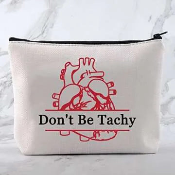 MNIGIU Nurse Cosmetic Bag, Polyester, Water Resistant, 10.2x7.9x0.6 inches, 59g, Funny Cardiology Design, Toiletry Bag, Makeup Bag, Travel Organizer