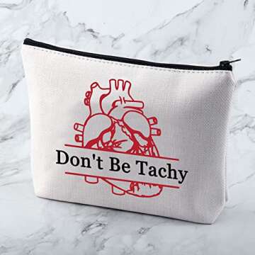 MNIGIU Nurse Cosmetic Bag, Polyester, Water Resistant, 10.2x7.9x0.6 inches, 59g, Funny Cardiology Design, Toiletry Bag, Makeup Bag, Travel Organizer