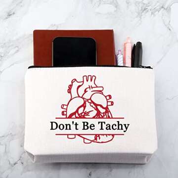 MNIGIU Nurse Cosmetic Bag, Polyester, Water Resistant, 10.2x7.9x0.6 inches, 59g, Funny Cardiology Design, Toiletry Bag, Makeup Bag, Travel Organizer