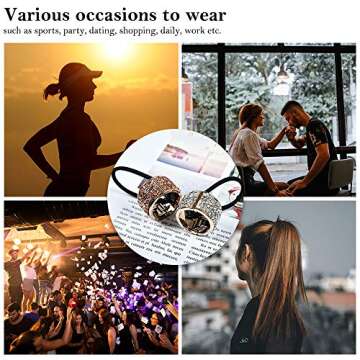 Shiny Rhinestone Glitter Ponytail Holder Hair Ties Rings Cuffs Elastic Hair Rope Band Headwear Hair Accessories for Women Girls Christmas Gift Set Gold Silver