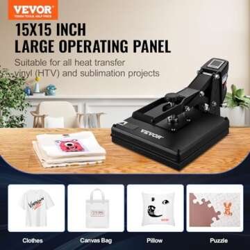 VEVOR 15x15in Clamshell Heat Press Machine for Sublimation