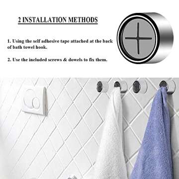 SENLIXIN Kitchen Towel Hook Holder, Self Adhesive Wall Dish Towel Hook, Wall Mount Towel Hanger for Bathroom, Wall, Cabinet, Garage, Kitchen and Home - No Drilling Required