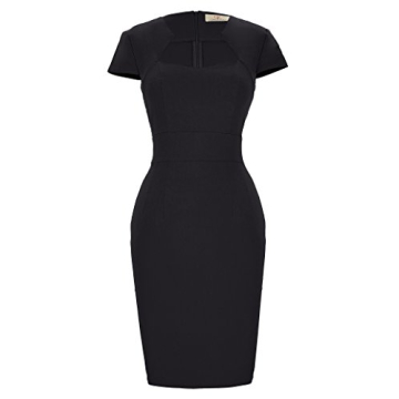 50s Vintage Cocktail Dress with Cap Sleeves in Black