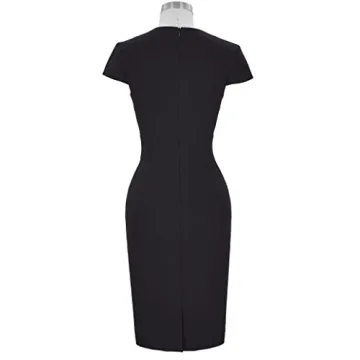 50s Vintage Cocktail Dress with Cap Sleeves in Black