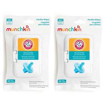 Munchkin® Arm & Hammer Pacifier Wipes 2 Pack 72 Wipes & 1 Pack 36 Wipes - Safely Clean Baby Bottles, Cups, Toys