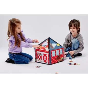 My Little Farm Interactive 1.25 Ft Tall Felt Playhouse and Board for Early Language and Vocabulary Development with 32 Matching Pieces