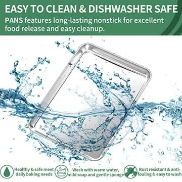 Baking Sheets Set of 2, HKJ Chef Cookie Sheets 2 Pieces & Stainless Steel Baking Pans & Toaster Oven Tray Pans, Rectangle Size 16 x 12 x 1 inch, Non Toxic & Healthy & Easy to Clean