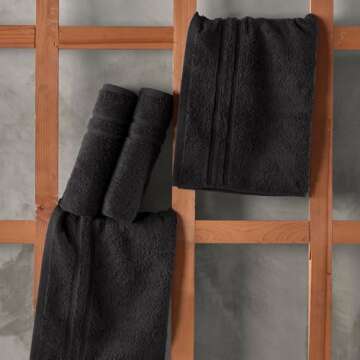 Hawmam Linen Black Hand Towels 4 Pack Turkish Cotton Premium Quality Soft and Absorbent Small Towels for Bathroom