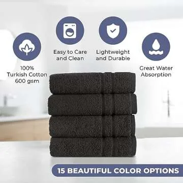 Premium Turkish Cotton Hand Towels 4 Pack Soft and Absorbent
