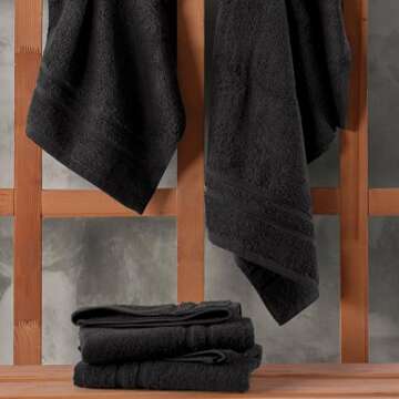 Hawmam Linen Black Hand Towels 4 Pack Turkish Cotton Premium Quality Soft and Absorbent Small Towels for Bathroom