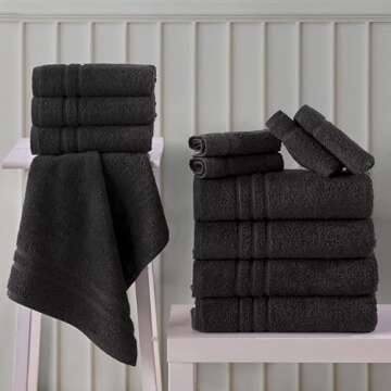 Hawmam Linen Black Hand Towels 4 Pack Turkish Cotton Premium Quality Soft and Absorbent Small Towels for Bathroom