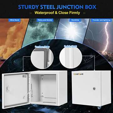 Tocretoare Outdoor Electrical Box, Steel Junction Box 24X16X10'', NEMA 4X Electrical Enclosure Box IP66 Waterproof & Dustproof, Universal Electrical Project Box with Lock & Mounting Plate
