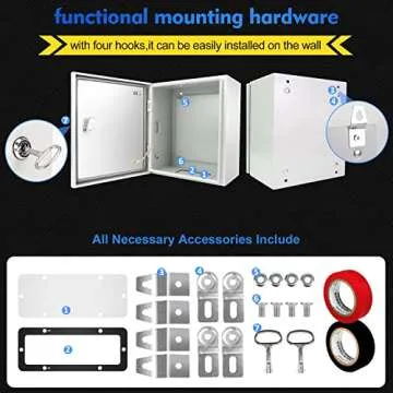 Tocretoare Outdoor Electrical Box, Steel Junction Box 24X16X10'', NEMA 4X Electrical Enclosure Box IP66 Waterproof & Dustproof, Universal Electrical Project Box with Lock & Mounting Plate