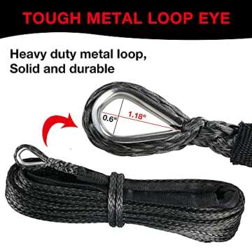 WROUGH 1/4" Synthetic Winch Rope 50 Ft Heavy Duty