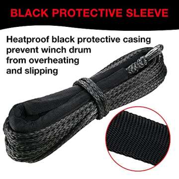 WROUGH 1/4" Synthetic Winch Rope 50 Ft Heavy Duty