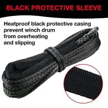 WROUGH 1/4" Synthetic Winch Rope 50 Ft Heavy Duty